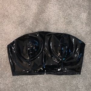 Naked wardrobe latex black crop top